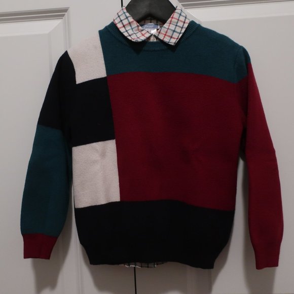Jacadi Boys Checked Shirt and Colorblock Sweater Set, Size 6 - Picture 5 of 15